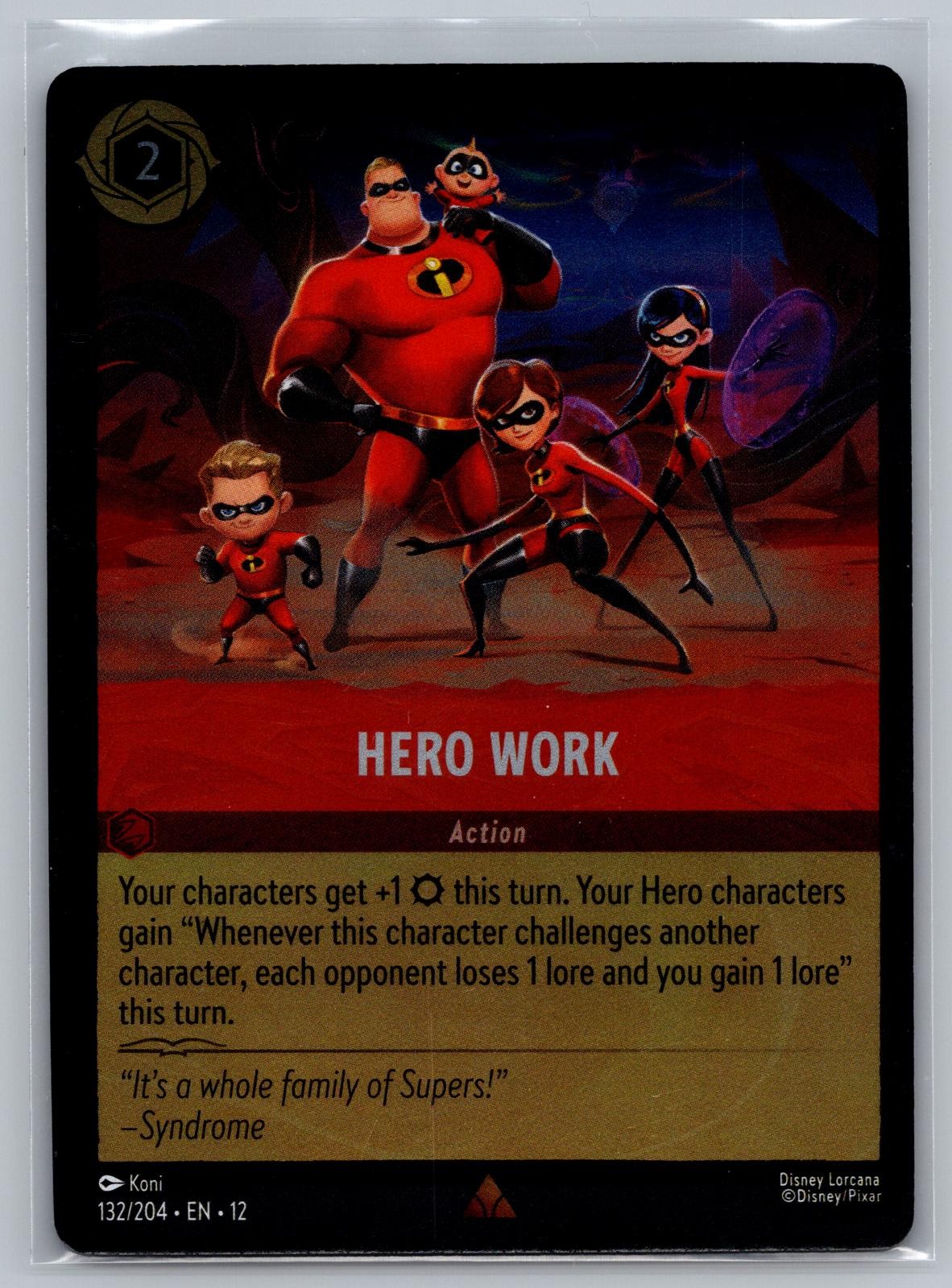 Hero Work 132/204 Rare Wilds Unknown Lorcana Near Mint