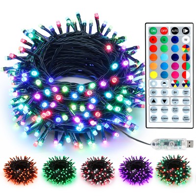 Color Changing Easter String Lights, 33ft 100 LED RGB Christmas Lights, USB P...
