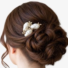 Bridal White Silver Hair Comb Wedding Leaf Hairpiece Clips Vintage Jewelry