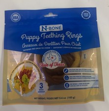 N-Bone Puppy Teething Rings, 3 rings, Queso Con Carne Flavor, expires 05/26