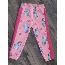 Bluey Girls Pink Floral Sweatpants Joggers Elastic Waist Fleece Lined Size 4T