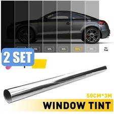 2x 20x10ft Uncut Roll Window Mirror Silver Tint Film Car Home Office Glass