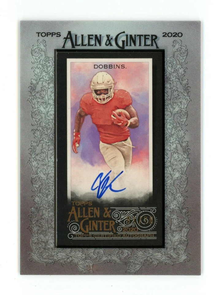 2020 Topps Allen & Ginter Framed Mini J.K. DOBBINS RC/Rookie on Card Auto #1/20 - Image 2 of 4