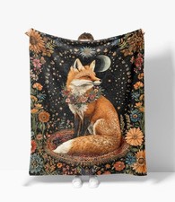 Fox Blanket Warm Plush Fox Flannel Throw Blanket Super Soft Fleece Cozy Fuzzy...