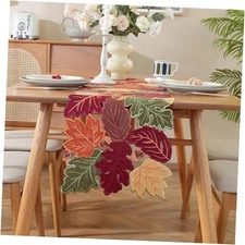 Fall Decorations for Home Table Runner 36 36 inches long Red Green(maple)