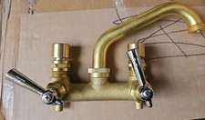 Brass Laundry Faucet Utility Sink Dual-handle Swivel Spout Rough Brass