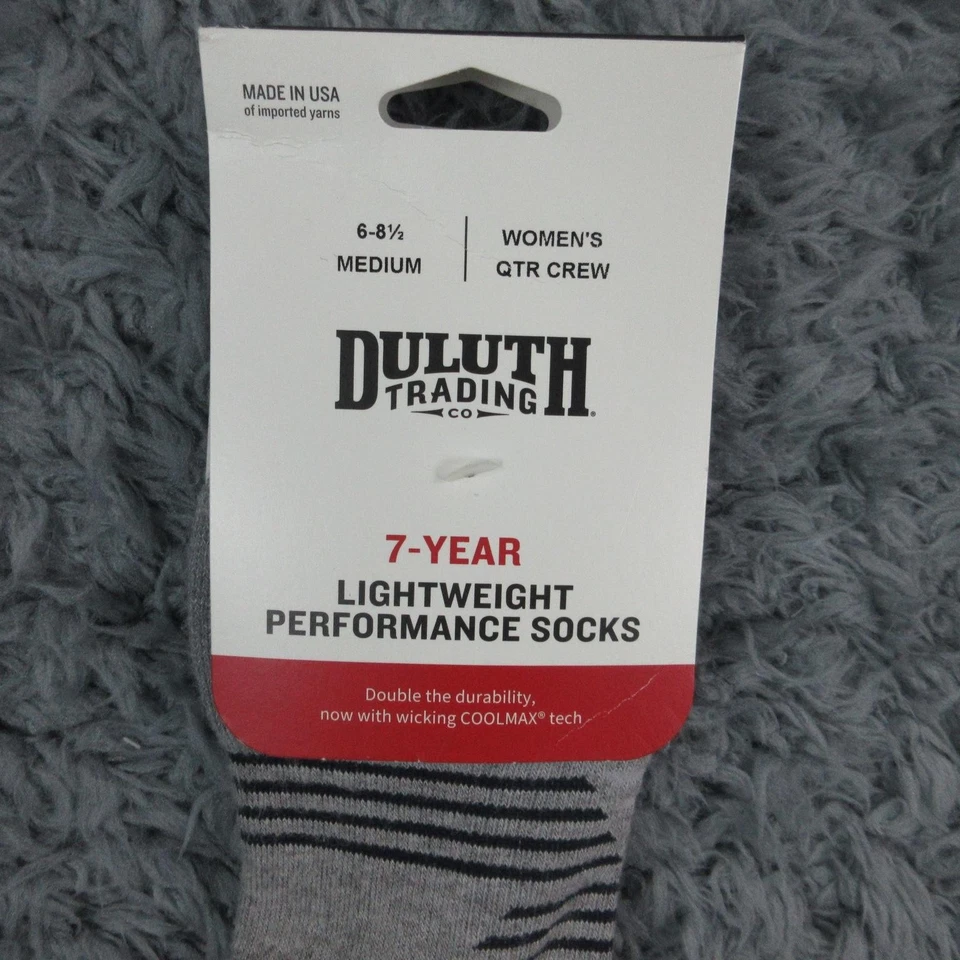 Meias femininas Duluth Trading Co cinza médio 7 anos Qtr fabricadas nos EUA CoolMax novas com etiquetas - Imagem 2 de 4