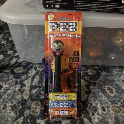 Halloween  Vampire Pez Dispenser W/ Candy New Release Gray Face/ Red Collar