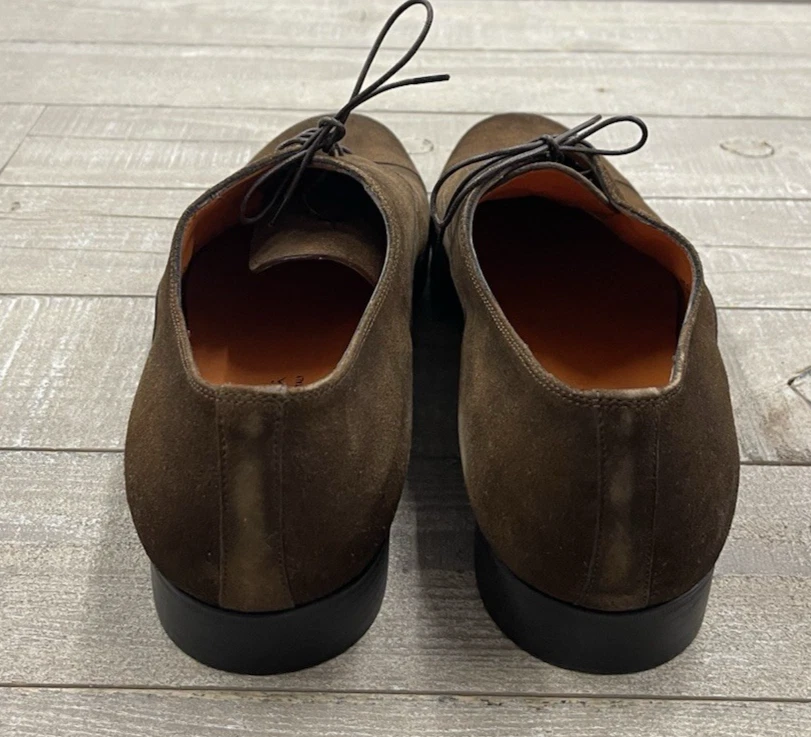 NUEVO Zapatos Oxford Santoni Gamuza Cuero en Marrón Talla: 13 Foto 4 de 4
