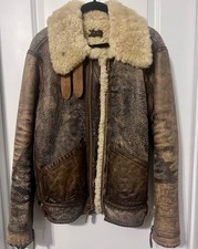 Polo Ralph Lauren Type B-3 Distressed Shearling Leather Bomber Jacket S