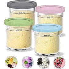 Ice Cream Pint Clear Tubs / Cups For Ninja Creami NC501UK Series - 4 Pack