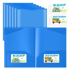 24 Pcs Plastic Take Home Folders with Clear Front Pocket and Stickers, 2 Pock...