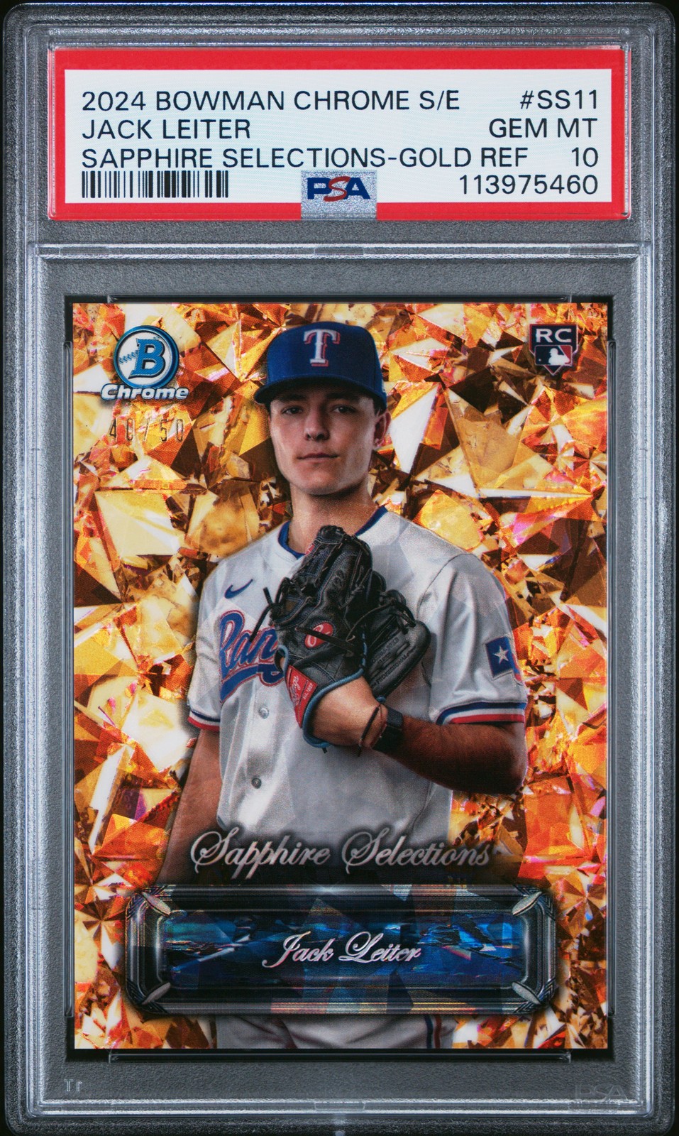 2024 BOWMAN CHROME SAPPHIRE ED SAPPHIRE SELECTIONS JACK LEITER 40/50 PSA 10