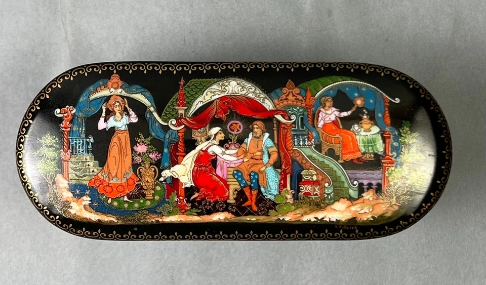 Caja de laca rusa Palekh hecha en URSS 'La flor escarlata' 1990 6" original Caja Foto 2 de 4