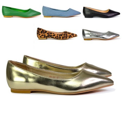 Flache Damen-Slipper spitz zulaufende Ballerinas Arbeitsschuhe Größe 3-8