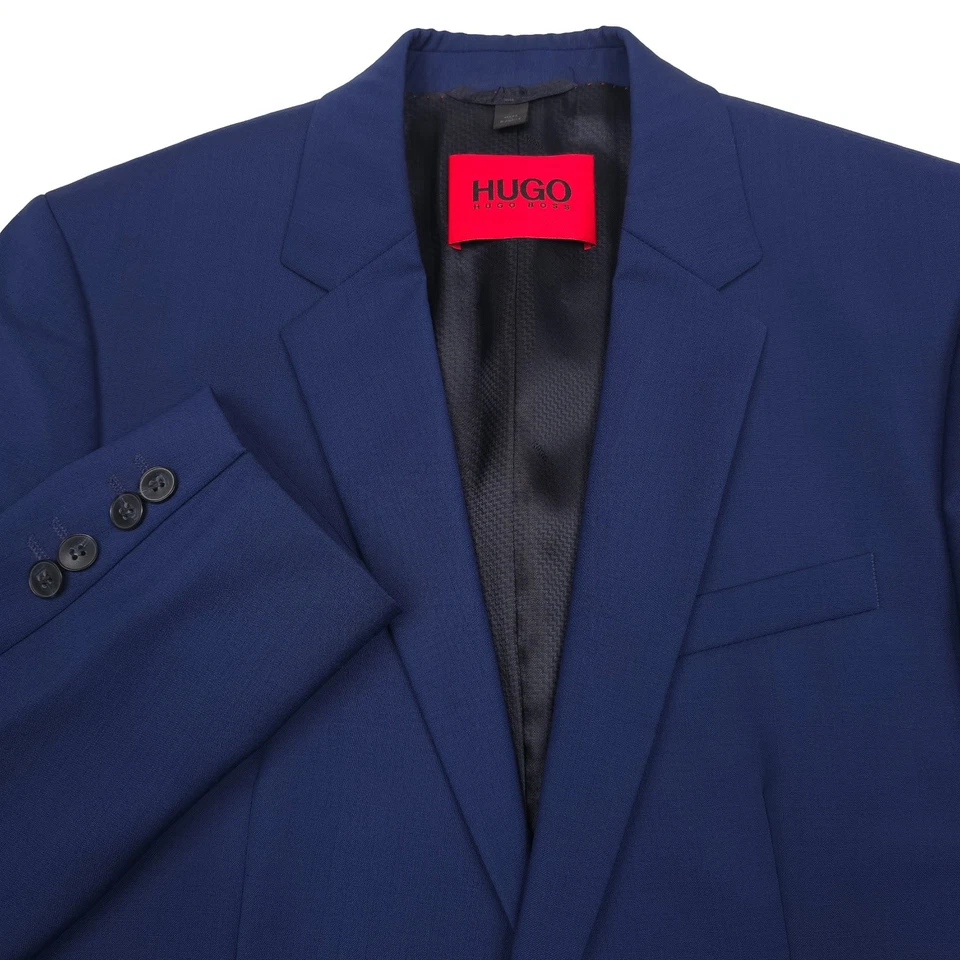 $495 Hugo Boss AldonS Blue Extra Slim Fit Wool Suit Jacket Blazer Mens Size 44R - Image 2 of 4