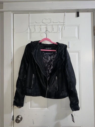 vintage guess leather jacket women never worn with tag. - product listing photo