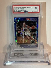 Jordan Poole 2020 NBA Hoops BLUE CRACKED ICE Prizm #223 RC PSA 9 MINT