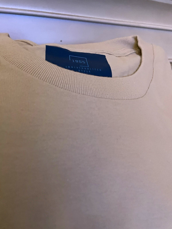 1955 Beige Cotton Graphic Print Crew Neck Short Sleeve T-Shirt Unisex L
