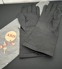 Vintage Size M 7 Soft Black Leather Gloves, UnLined, By Aris With Original Bag