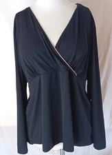 Fashion Bug Tunic Top 26/28W Wrap Surplice Black New w/Tags Vtg