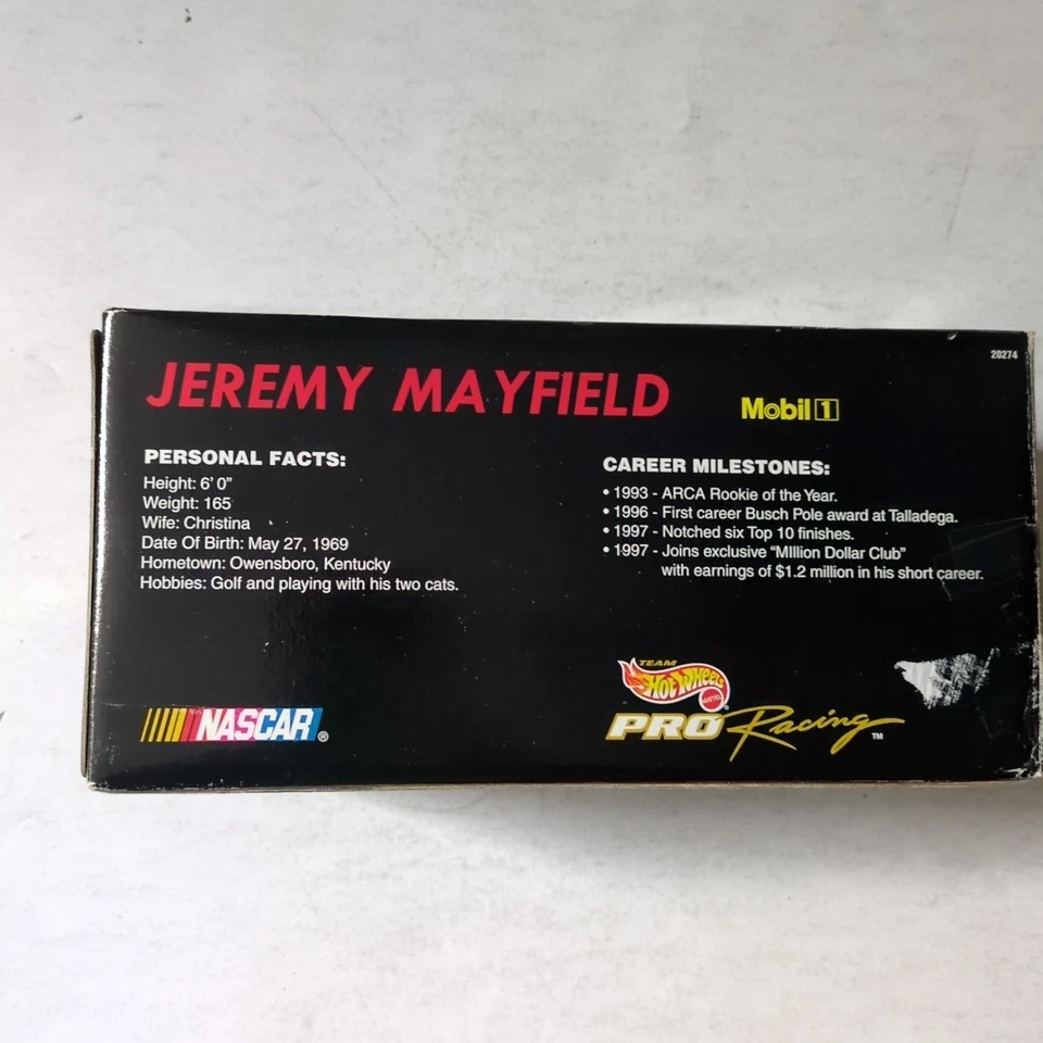 Autografiado 1997 Pro Racing Jeremy Mayfield #12 Mobil One escala 1:24 diecast Foto 4 de 4