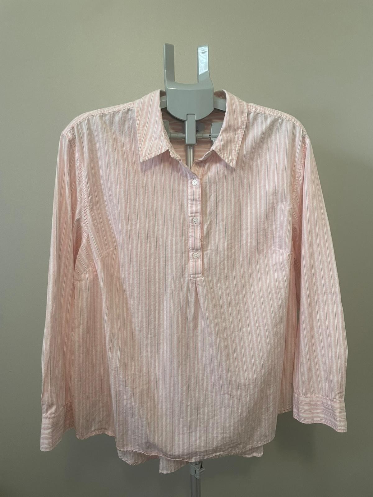 Camisa De Mujer Mangas Largas, Marca Croft & Barrow, Color Rosada, Talla Plus Ox