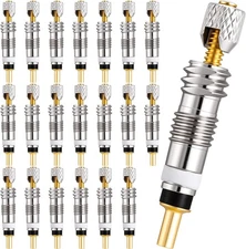 20 Pcs Professional Brass Presta Valve Core & Stem - Leak-Proof Silver