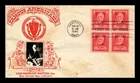 DR JIM STAMPS US COVER WHITTIER FAMOUS AMERICANS FDC BLOCK CROSBY PHOTO STAINED