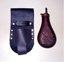 Black Powder Leather Flask Belt Holder  (BP)  -  BLACK - USA Maker