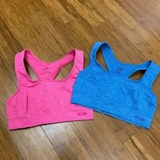 Champion Womens Small Sports Bras Pink Blue Racerback Athletic Workout Gym Set
