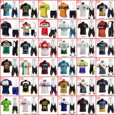 Mens Retro Team Cycling Kits Bike Jersey Bib Shorts Sets Summer Sports Outfits