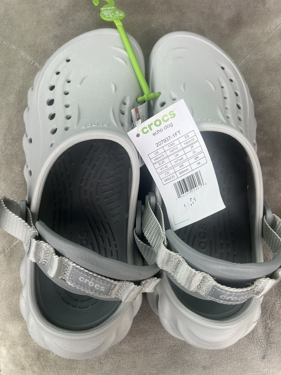 Crocs Echo Clog Crocs Lite Gray Outdoor 207937-1FT New M/8 W Crocs Echo Clog Crocs Lite Gray Outdoor 207937-1FT New M/8 W