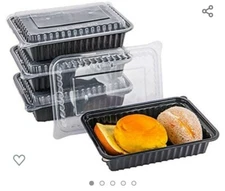 50 Set(100pcs) Meal Prep Reusable Microwaveable 24 oz Food Containers With Lids