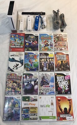 Nintendo Wii Console + 16 Games (Paper Mario + Mario Galaxy + Guitar Hero)