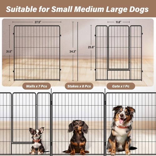 32" Heavy Duty Dog Playpen - 8-Panel Foldable Pet Fence Indoor/Outdoor,Anti-Rust - Picture 4 of 12