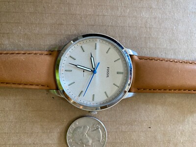 Fossil Glow in the Dark Hands Brown Leather Band Unisex Watch