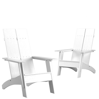 Flash Furniture Sawyer All-Weather Poly Resin Wood Adirondack Chairs White