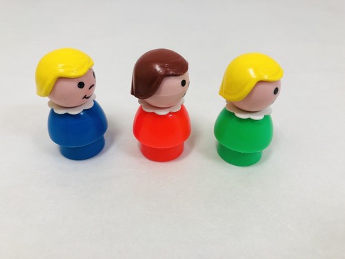 Fisher Price Little People Lot Of 3 Girls Green, Orange, Blue Body Blonde Brown - Picture 3 of 11