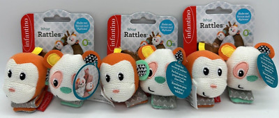 3PK Infantino Baby Wrist & Ankle Rattles ~ 0+ Months ~ 6 TTL Rattles ...
