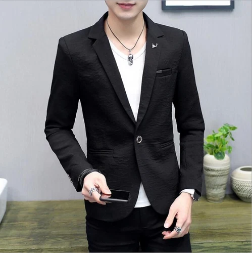 Mens One Button Casual Blazers Jacket Lapel Collar Summer Slim Fit Coat Outwear - Bild 8 von 15