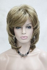 Charming Fluffy Layer Light Strawberry Blonde Medium Length Wavy Women's Wig