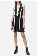 Red Valentino Ruffle Dress Black White Career Professional Academia Size 12 EUC