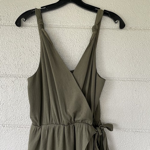 Mono Greylin Para Mujer Talla Pequeña Verde Sin Mangas Envolvente Pierna Ancha Corbata - Imagen 4 de 14