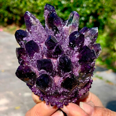 406GNewly discovered purple phantom crystal quartz cluster mineral samplehealing