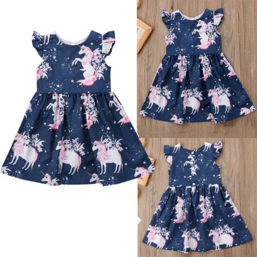 Toddler Kid Baby Girls Unicorn Party Pageant Dress Tops Pants Outfits Clothes - Image 2 of 4