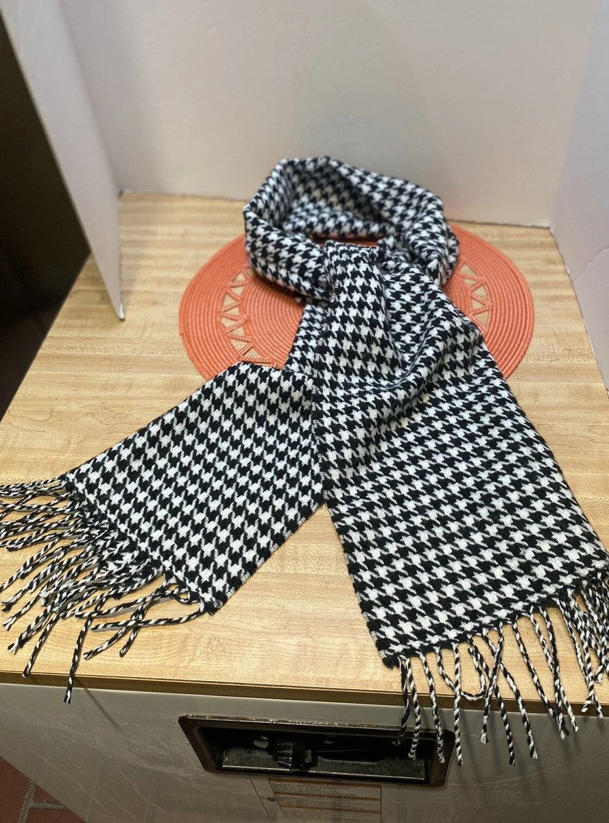 Italy Design Black White Houndstooth 20 Cashmere 80 Viscose