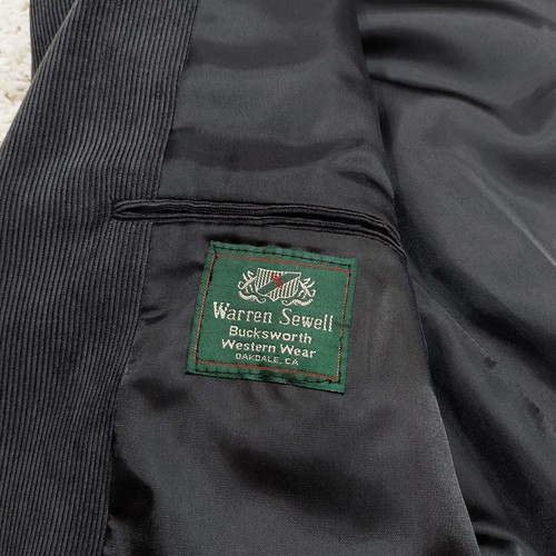 Vintage BAR WS Corduroy Western Yoke Cowboy Sport Coat Jacket Grey Black 44R - Picture 7 of 11