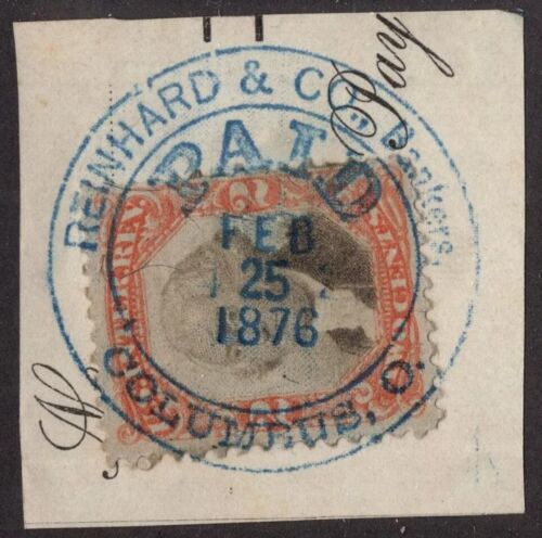 R135 REVENUE - TIED to PIECE by BANKERS Blue "PAID" - FANCY CANCEL - STUNNING !!