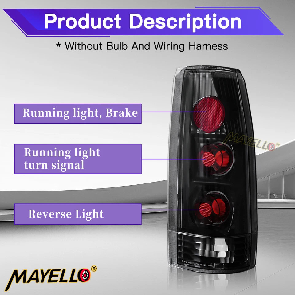 Luces traseras para Chevy GMC C/K 1500 2500 3500 1988-1998 luces de freno de humo negras Foto 2 de 4